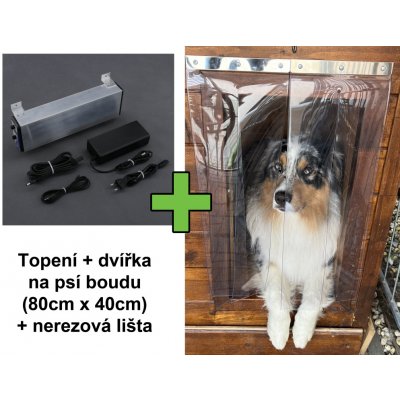 Vytápění psí boudy TF100 - 12V/ 80W Topení + PVC dvířka na vchod do psí boudy 80x40cm s nerez lištou – Zboží Mobilmania