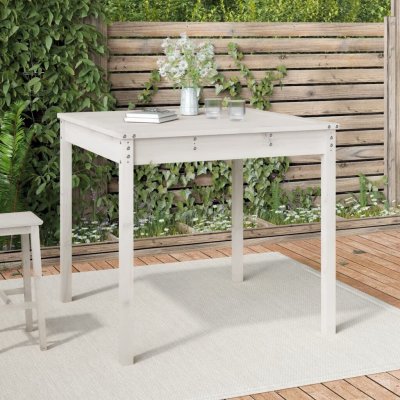 OMAXI 690953 Zahradní stůl bílý 82,5 x 82,5 x 76 cm masivní borové dřevo – Hledejceny.cz