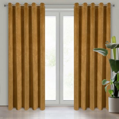 EUROFIRANY ZATEMŇOVACÍ ZÁVĚS NA KROUŽCÍCH VILLA 140X250 CM MEDOVÁ – Hledejceny.cz