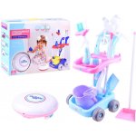 mamido Dětský úklidový vozík s robotickým vysavačem růžový – Zboží Dáma