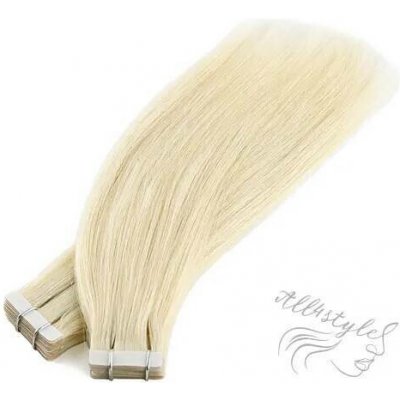 Vlasové PU pásky Tape in na prodlužování vlasů 30cm 60 platina – Sleviste.cz