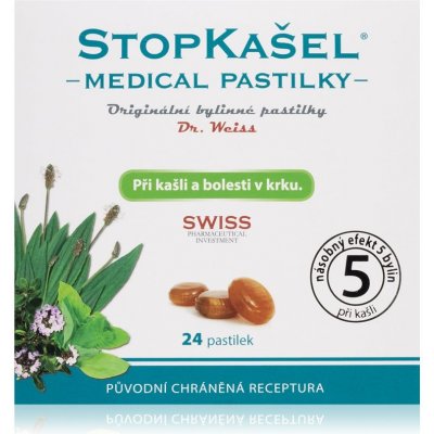 Dr.Weiss STOPKAŠEL Medical pastilky pastilky při bolestech v krku 24 ks – Zboží Mobilmania