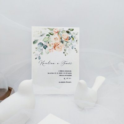 Svatební oznámení Listy eukalyptu s meruňkovými květy 1 – Hledejceny.cz