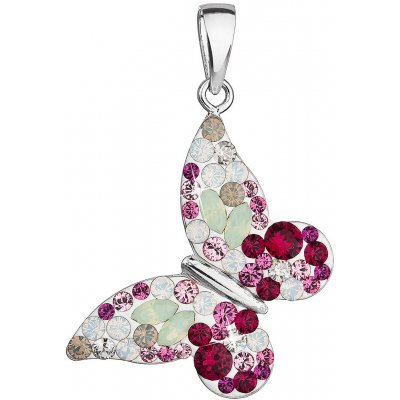 Evolution Group Stříbrný přívěsek s krystaly Swarovski červený motýl 34192.3 sweet love