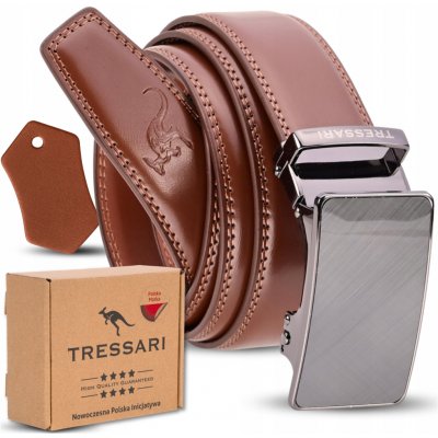 Pásek pánský Tressari hnědý kožený s automatickou sponou – Zboží Mobilmania