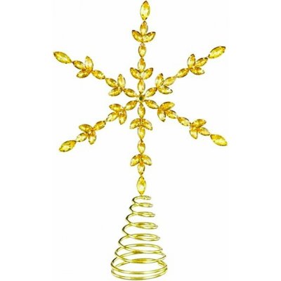 LAALU Vánoční ozdoby špička na vánoční stromeček vločka II zlatá plast 28 cm – Zboží Mobilmania