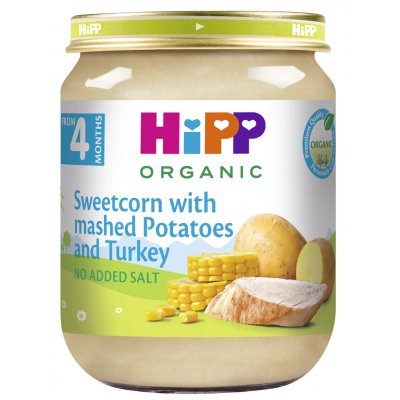 HiPP Bio Bramborové pyré s kukuřicí a krůtím masem 125 g – Zboží Dáma