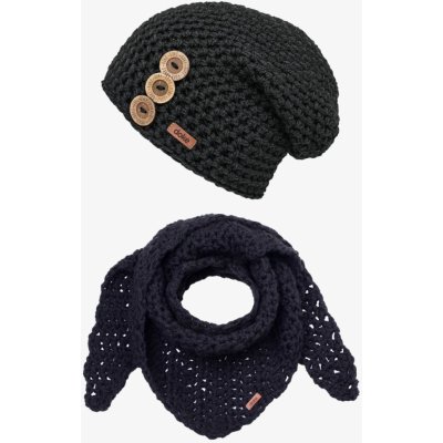 Doke Set háčkovaná čepice a šál b nature black – Sleviste.cz