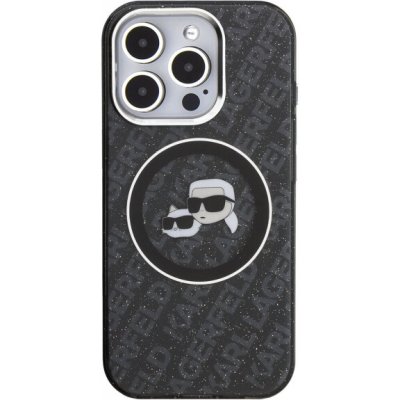 Karl Lagerfeld IML K&CH Heads Repeated Logo třpytivý kryt s MagSafe pro iPhone 16 Pro Max - černý 57983125038 – Zboží Mobilmania