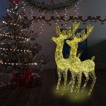 vidaXL XXL Akryloví vánoční sobi s 250 teplými bílými LED 2 ks 180 cm – Hledejceny.cz