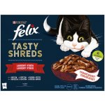 Felix Tasty Shreds s hovězím kuřetem kachnou krůtou ve šťávě 12 x 80 g – Sleviste.cz