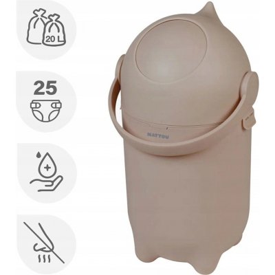 Nattou Koš na pleny Dropy Taupe 27 cm – Zboží Dáma