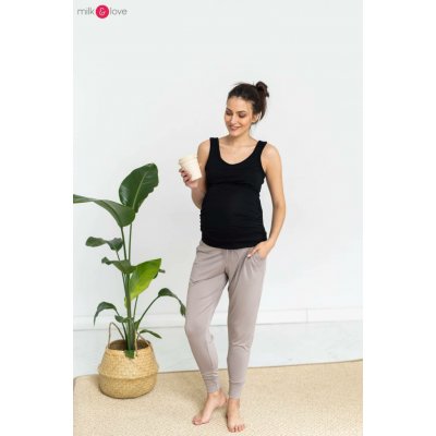 M & L těhotenské joggers tepláky Beige – Zboží Mobilmania