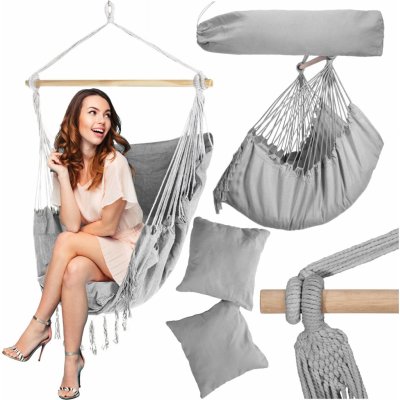 KB-BAHIO Závěsné houpací křeslo šedé – Zboží Mobilmania