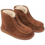 BabičkaOvečková kožené pantofle pardály s ovčí vlnou vysoké hnědá – Zboží Dáma