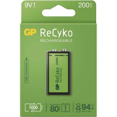 GP Recyko 6F22 9V 200 mAh 1ks 1032521020 – Zboží Živě