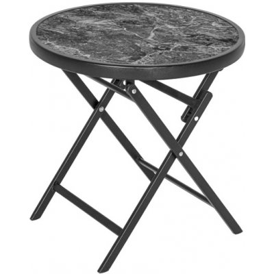 Garthen GM36494 odkládací stolek se skleněnou deskou šedý mramor 45 cm – Hledejceny.cz