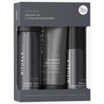 Rituals The Ritual Of Homme sprchová pěna 50 ml + antiperspirant 50 ml + čisticí peeling 70 ml dárková sada – Sleviste.cz