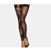 Dámské erotické punčochy Noir Handmade F243 Tulle Stockings with Patterned Flock Embroidery