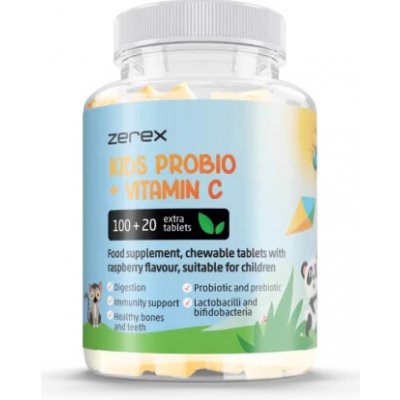 Zerex Kids Probio + Vitamin C malina 120 cucavých tablet – Hledejceny.cz