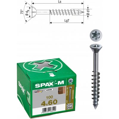 Šrouby do dřeva Spax 4 x 60 mm, 100 ks – Hledejceny.cz