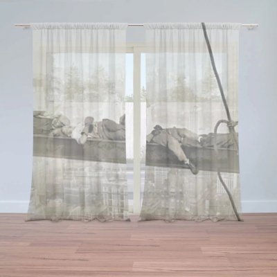 Záclony Ležící zedníci na traverze: 2 ks - 150x250 cm - Sablio – Hledejceny.cz