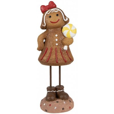 Clayre & Eef Vánoční dekorace Perníček Gingerbread dívka s lízátkem - 10*8*23 cm – Hledejceny.cz