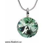 Swarovski Elements Stříbrný náhrdelník zelený kulatý 34112.3 Chrysolite – Hledejceny.cz