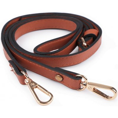 Dlouhý koženkový popruh / ucho s karabinami Barva: hnědá koňak - zlatá – Zboží Dáma