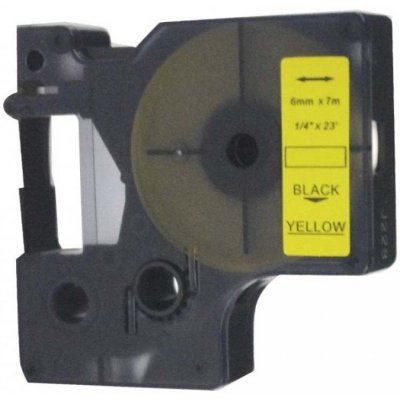 Kompatibilní páska s Dymo 43618, S0720790, 6mm x 7m, černý tisk / žlutý podklad