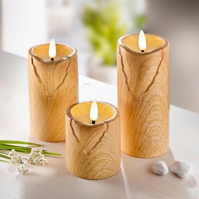 Weltbild LED Svíčky Wood, sada 3 ks 493357, Ø 5,5 cm – Hledejceny.cz
