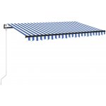 VidaXL Automatická markýza LED a senzor větru 400 x 350 cm modrobílá – Sleviste.cz