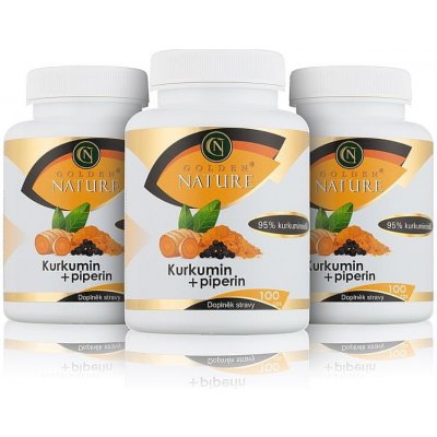 Golden Nature 2+1 Kurkumin 95% + Piperin 300 kapslí – Hledejceny.cz