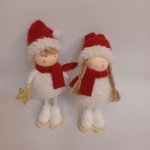 DECOLED Dřevěná vánoční dekorace na stůl holčička a chlapeček, 6 × 18 × 5 cm, stojící – Zboží Dáma