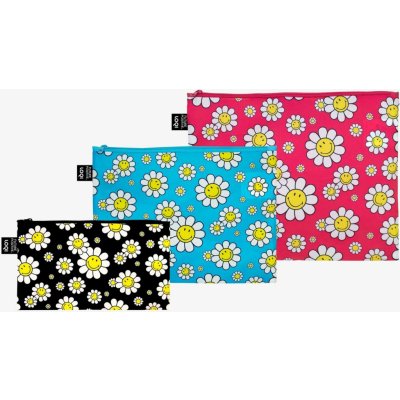 Loqi Smiley taštičky na zip 3 ks flowers – Zboží Dáma