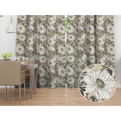 Biante Dekorační závěs PML-089 Bílé květy na béžovém 145x190 cm – Hledejceny.cz