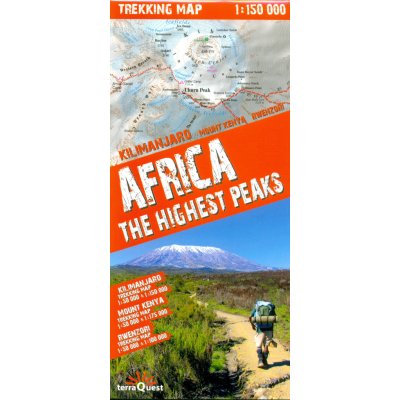 Afrika nejvyšší vrcholy 1:150t 1:1m trekkingová mapa TQ