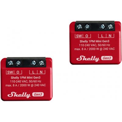 Shelly 1PM Mini Gen4 2ks balení spínací modul s měřením spotřeby 1x 8A (WiFi, Bluetooth, Zigbee, Matter) SHELLY-1PM-Mini-Gen4-2-PACK – Zboží Živě