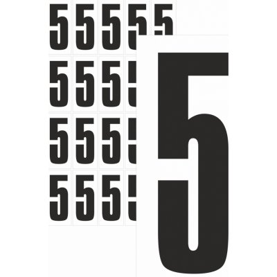 Čísla samolepící 5 černá samolepící vinylová fólie 75 mm písmo - aršík 4 ks – Zboží Dáma Čísla samolepící 5 černá samolepící vinylová fólie 75 mm písmo - aršík 4 ks – Zboží Dáma
