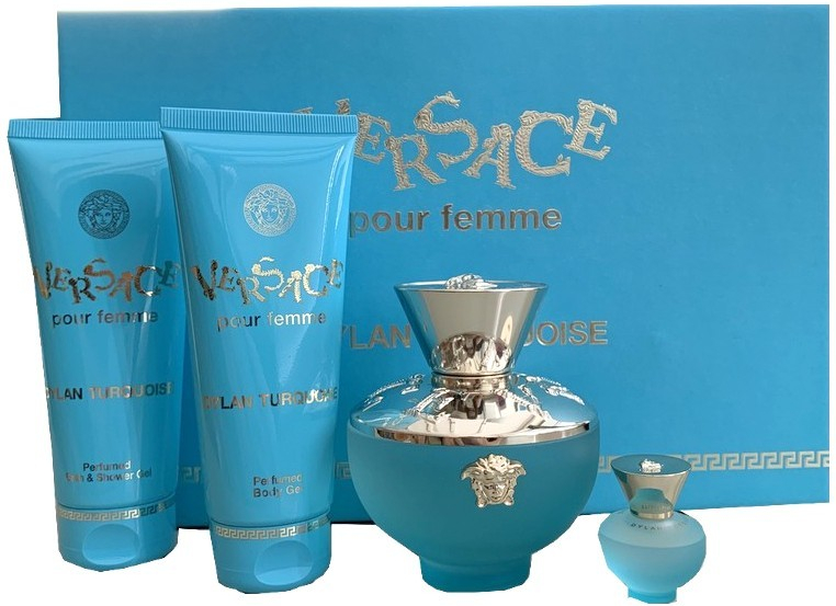 Versace Pour Femme Dylan Turquoise EDT 100 ml + EDT 5 ml + sprchový gel 100 ml + tělové mléko 100 ml dárková sada