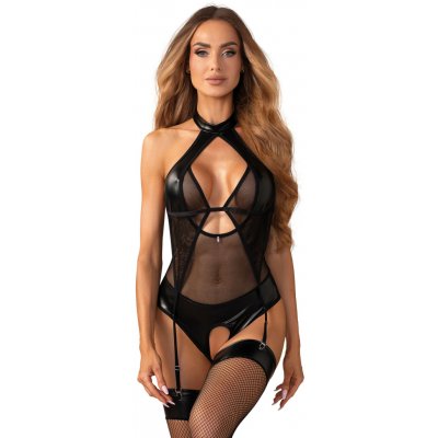 Obsessive Dominna Crotchless Teddy Black – Zboží Dáma