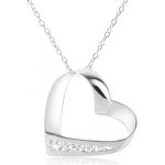 Šperky eshop stříbro obrys srdce linie čirých zirkonů SP27.28 – Zboží Mobilmania