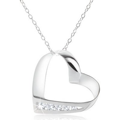 Šperky eshop stříbro obrys srdce linie čirých zirkonů SP27.28 – Zboží Mobilmania