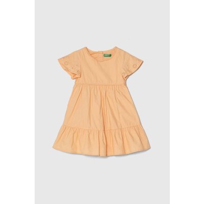United Colors of Benetton dětské bavlněné šaty midi 4AC7GV01K.P.Seasonal oranžová