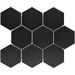 FIN Keramická mozaika černá HEXAGON 10 9,5x11 (29,5x26) cm 1ks