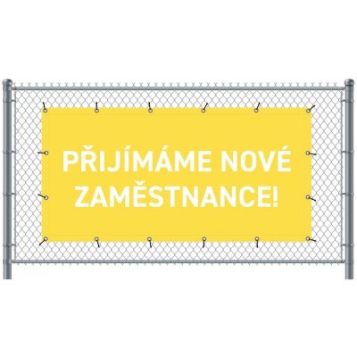 Jansen Display Standardní banner na plot 300 x 140 cm Přijímáme nové zaměstnance čeština žlutá