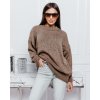 Dámský svetr a pulovr Fashionweek Dámský svetr oversize s příměsí vlny NB4861 Mocca