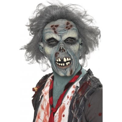 Halloween maska zombie šedá s vlasy – Zbozi.Blesk.cz