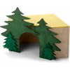 Domek pro hlodavce JK ANIMALS Dřevěný rohový domek Les pro králíky 19,5 x 19,5 x 19 cm