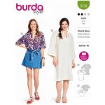 Střih Burda zelený 5733 - volné tunikové šaty, halenka s plastronem – Sleviste.cz